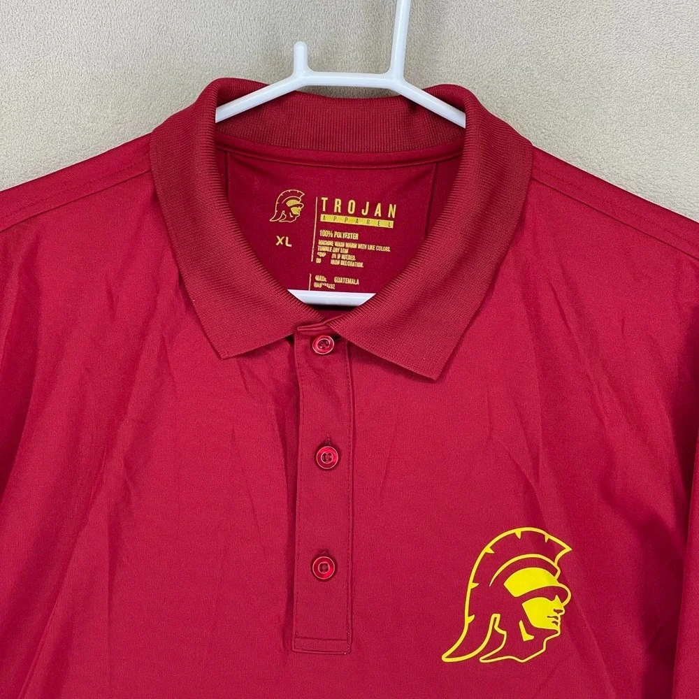 USC Trojans Polo Shirt Mens XL Red NCAA Football Trojan Apparel EUC